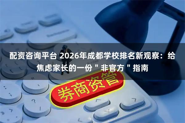 配资咨询平台 2026年成都学校排名新观察：给焦虑家长的一份＂非官方＂指南